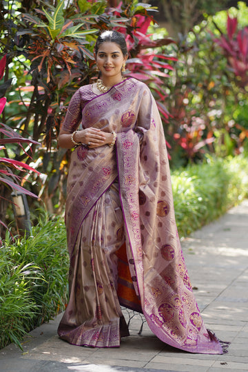Timeless Traditional Silk Saree in Mauve with Heritage Design