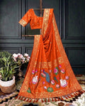  Orrenge Sashikala  Meenakari Motif Festive Saree with blouse