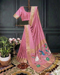  Pink Sashikala Meenakari Motif Festive Saree with blouse