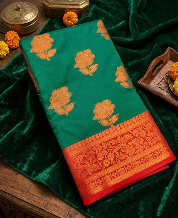 Cream Kanjivaram Silk Saree with Antique Copper Border