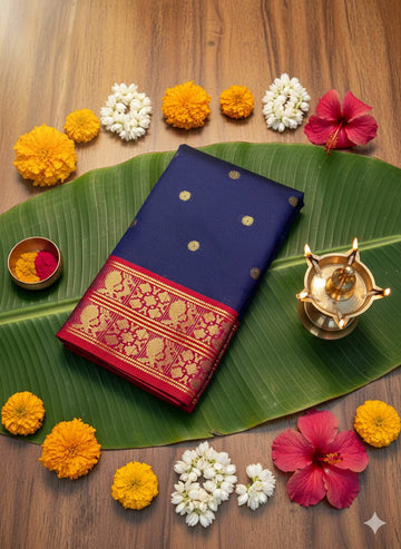 Neelambara Royale – Aura Silk Saree with Heritage Zari Border