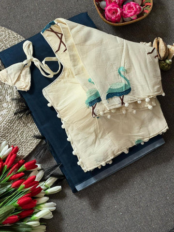 Chanderi cotton saree paired with a cream-colored Khadi cotton blouse