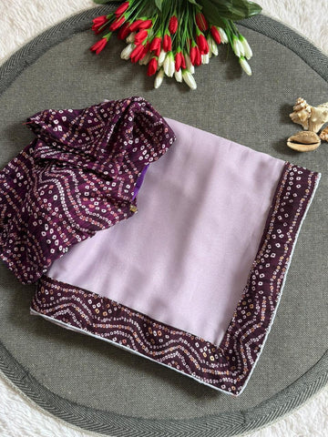 Georgette Saree With A Bandhej Border And Blouse Piece
