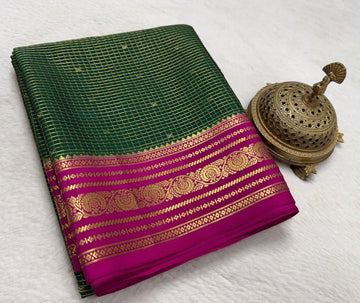 Buy Magenta Classic Kanchipuram Mysore Crepe Silk Saree