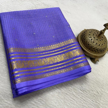 Elegant Mysore Silk Saree with Fine Woven Checks
