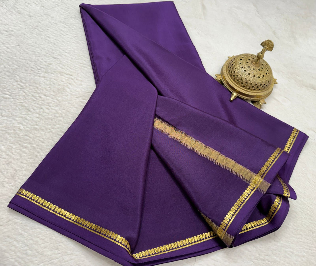 Handcrafted Mysore Silk Saree with Traditional Woven Border