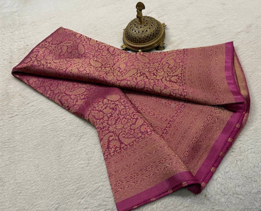 Premium Crepe Saree with Brocade Weaving | Elephant Motif | Rich Designer Pallu