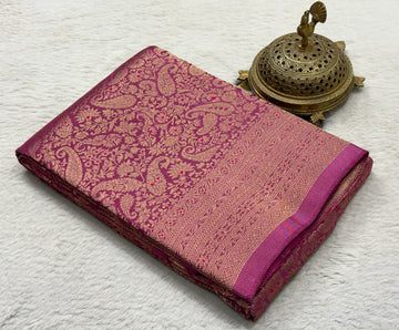 Premium Crepe Saree with Brocade Weaving | Elephant Motif | Rich Designer Pallu