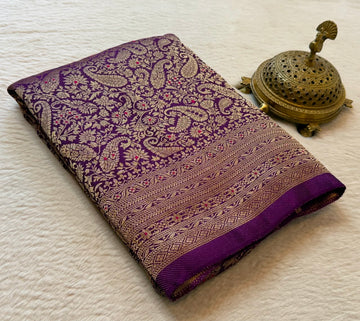 Traditional Premium Crepe Brocade Saree | Meenakari Weaving | Festive Saree for Women