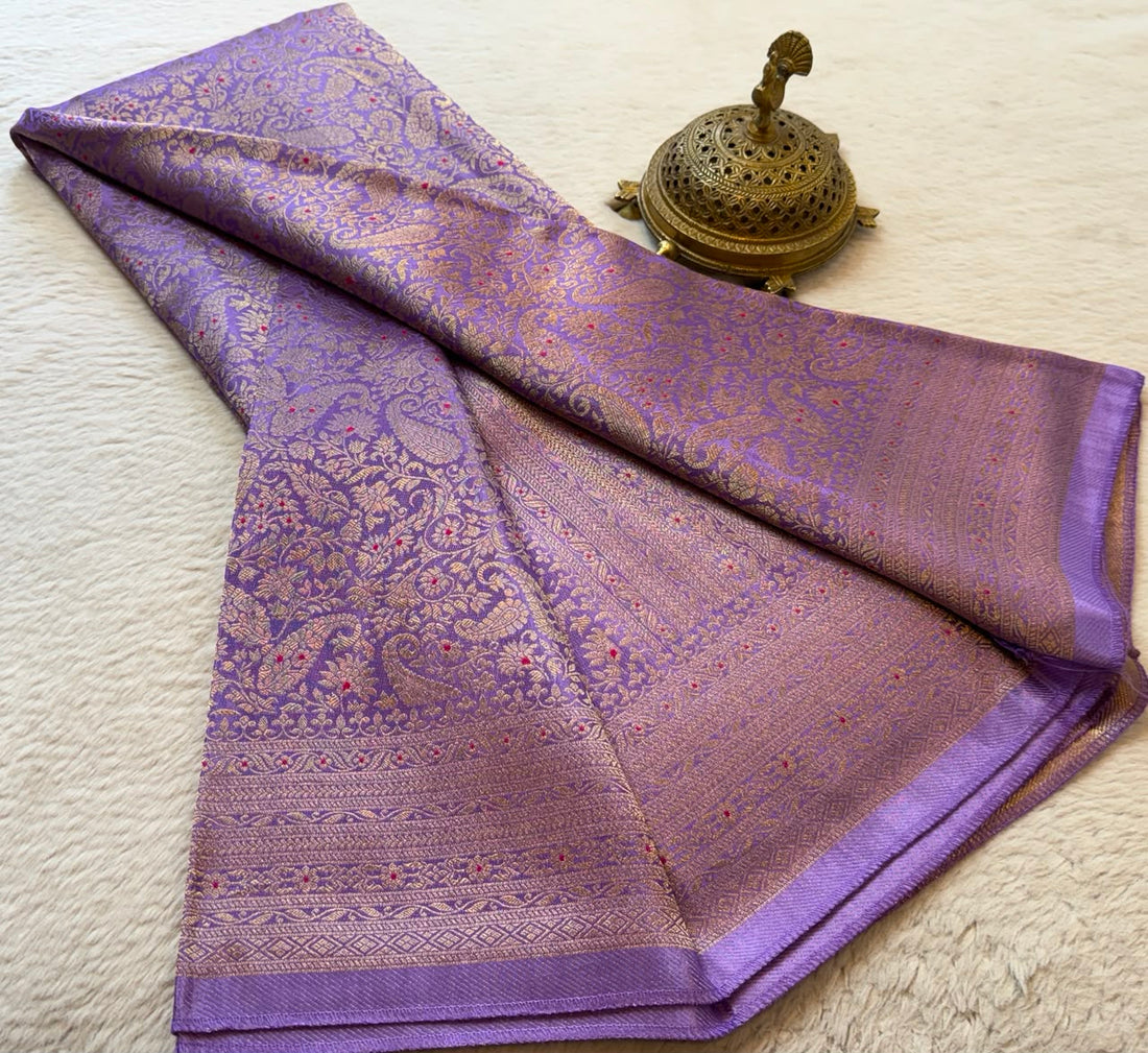 Premium Crepe Silk Brocade Saree with Elephant Design | Meenakari Border Wedding Saree
