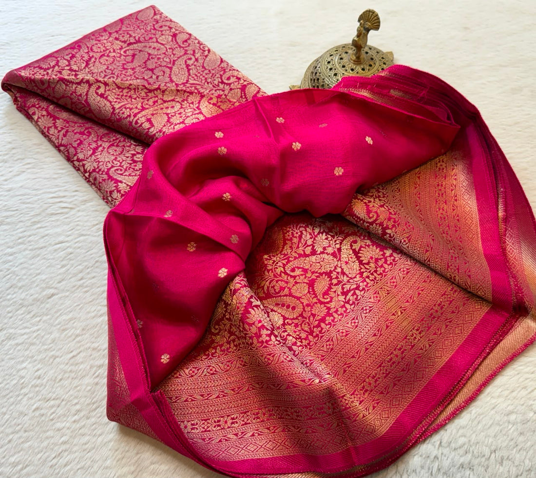 Designer Premium Crepe Brocade Saree for Women | Rich Pallu | Festive & Wedding Wear