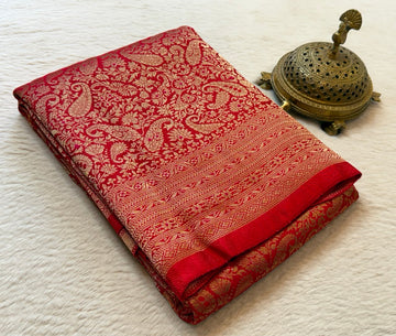 Premium Wedding Crepe Brocade Saree | Elephant Motif | Rich Woven Pallu | Women's Saree