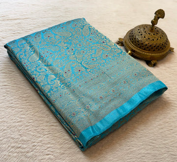 Premium Crepe Brocade Silk Saree | Elephant Motif | Meenakari Weaving | Bridal & Party Wear