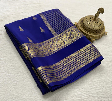 Royal Blue Mysore Crepe Silk Saree