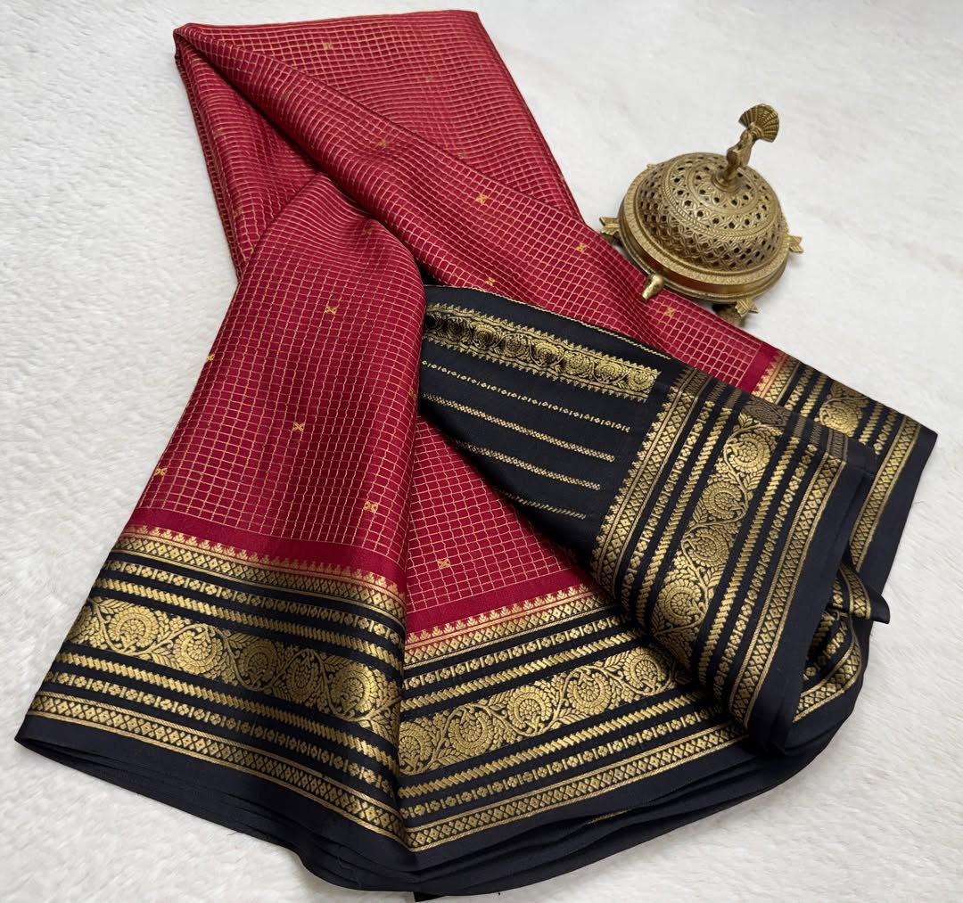 Pure Golden Astral Mysore Crepe Silk Saree