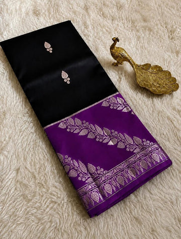 Royal Kanchipuram Tussar Silk Saree with Floral Woven Border