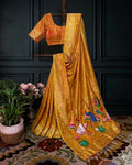 musterd yellow  Meenakari Motif Festive Saree with blouse| sashikala