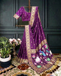   purple Meenakari Motif Festive Saree with blouse| sashikala