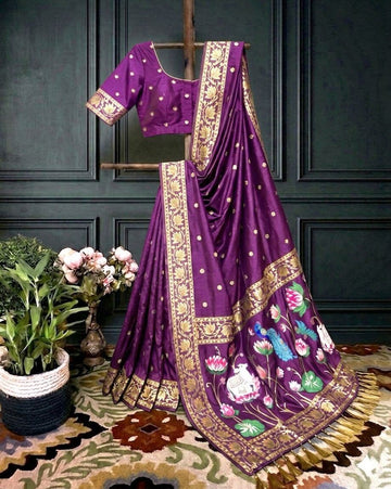   purple Meenakari Motif Festive Saree with blouse| sashikala