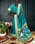  Green Sashikala  Meenakari Motif Festive Saree with blouse